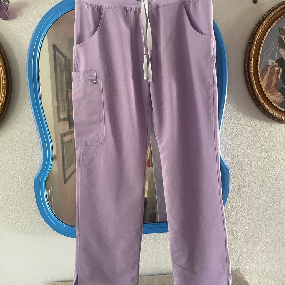 Figs Purple Track Pants Relaxed Fit Joggers in a size Petite Medium